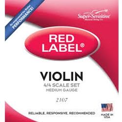 Super Sensitive SS2107 Red Label Violin Strings, Full set for violin size 4/4