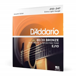 EJ10 D'Addario 80/20 Bronze Extra Light Ej10