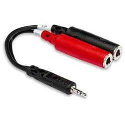 YMP-137 Hosa Stereo Breakout Adapter 3.5mm TRS to Dual 1/4" TSF