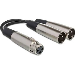 YXM-121 Hosa Y-Cable XLR3F toDual XLR3M - 6"