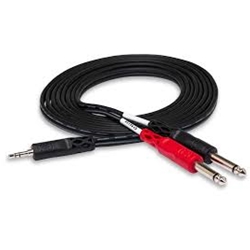 CMP-153 Hosa Adapter Stereo Breakout 3.5mm TRS to Dual 1/4" TS - 3'