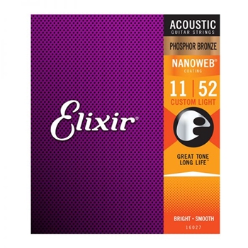 E16027 Elixir Nanoweb Phospher Bronze Custom Light Acoustic Strings