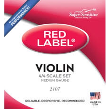 Super Sensitive SS2107 Red Label Violin Strings, Full set for violin size 4/4