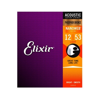 Elixir 16052 Nanoweb Phosphor Bronze Light Guitar Strings