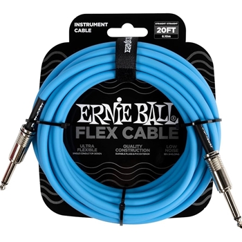 P06417 Ernie Ball Flex Instrument Cable Straight/Straight - Blue 20ft