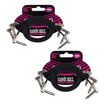 P06220 Ernie Ball Flat Ribbon 3" Patch Cables 3-Pack - Black