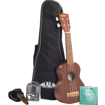 KA-15S-BNDL Kala Mahogany Soprano Uke Bundle w/ bag, tuner, strap & strings