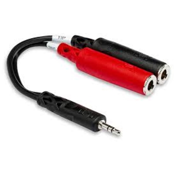 YMP-137 Hosa Stereo Breakout Adapter 3.5mm TRS to Dual 1/4" TSF
