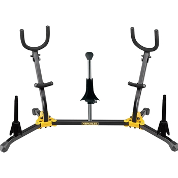 DS538B Hercules Double Alto/Tenor Sax Stand with 3 pegs